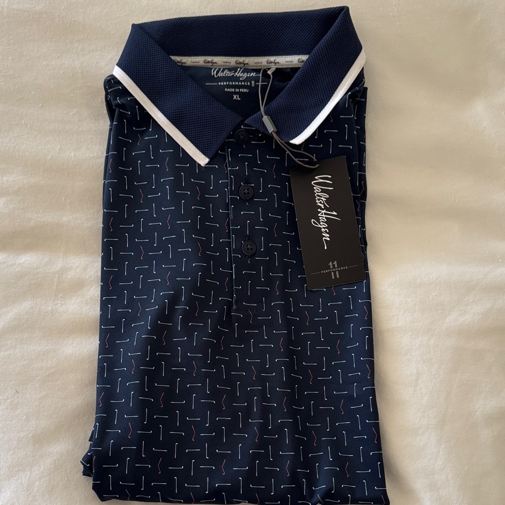 Walter Hagen Patterned Navy Polo